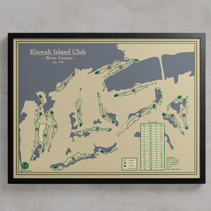 Kiawah Island River Course map print designed by Lay of the Links