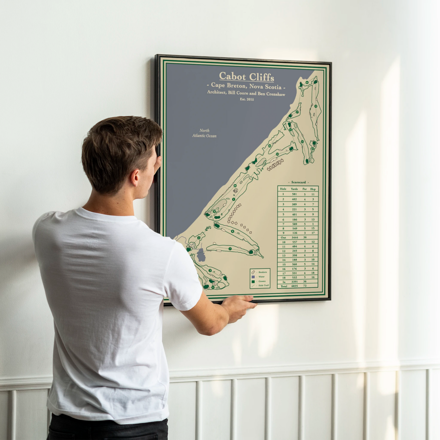 Course Map Blueprint of Cabot Cliffs in Inverness, Nova Scotia, designed by Lay of the Links