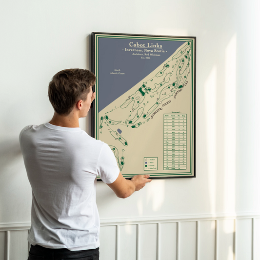 Course Map Blueprint of Cabot Links Golf in Inverness, Nova Scotia. Designed by Lay of the Links 