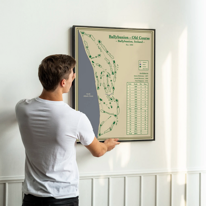 Framed Course Map of Ballybunion Old Course located on the coast of Ireland