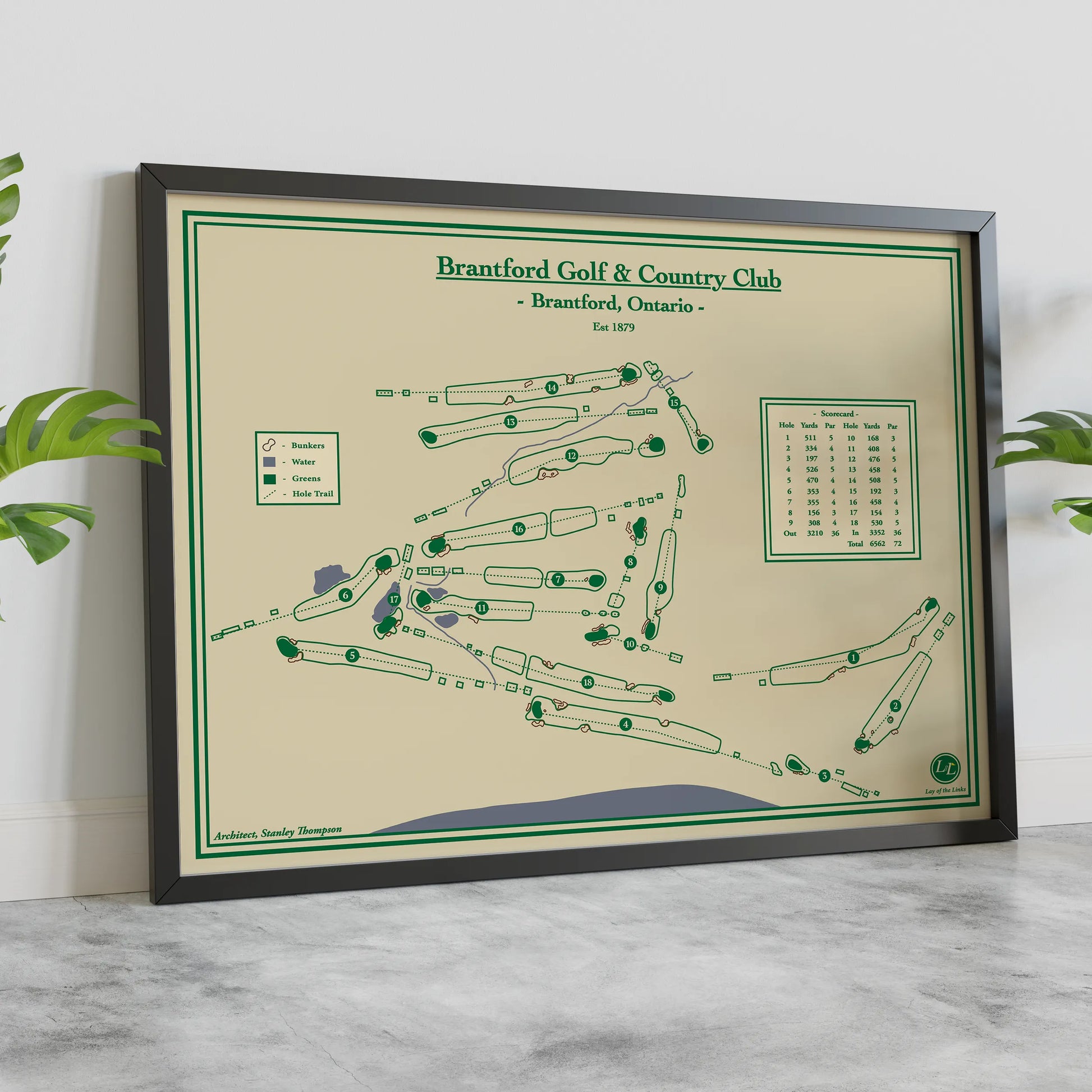 Brantford Golf & Country Club Course Map Print designed by Lay of the Links