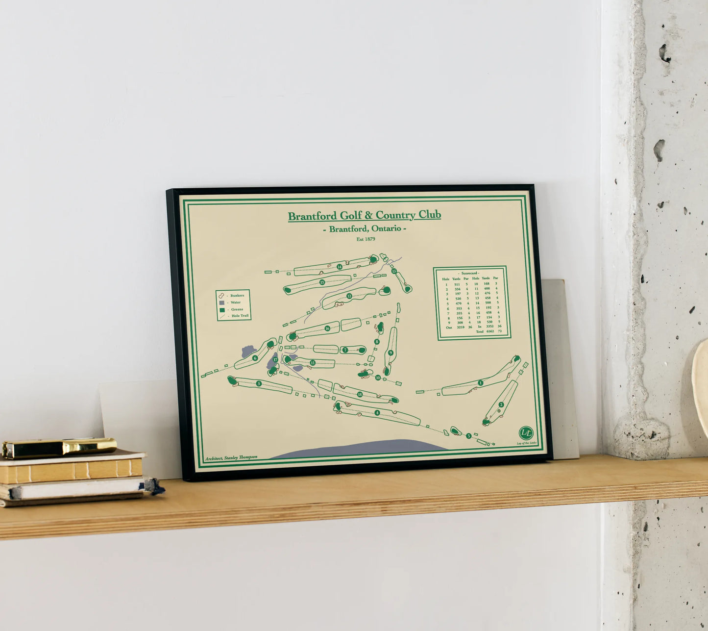 Brantford Golf Club Course Map Print, Stanley Thompson designed course