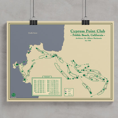 Course Map Blueprint of Cypress Point Club in Pebble Beach