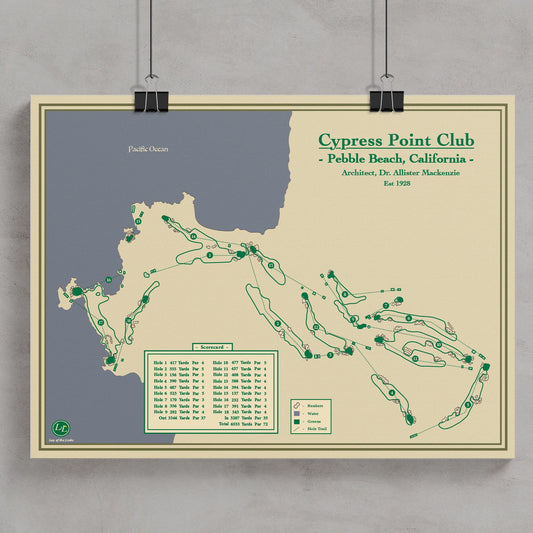 Course Map Blueprint of Cypress Point Club in Pebble Beach