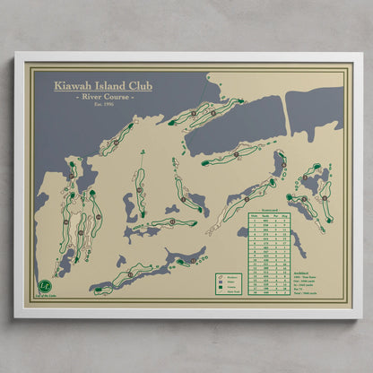 Kiawah Island River Course map Blueprint, Charleston South Carolina Golf