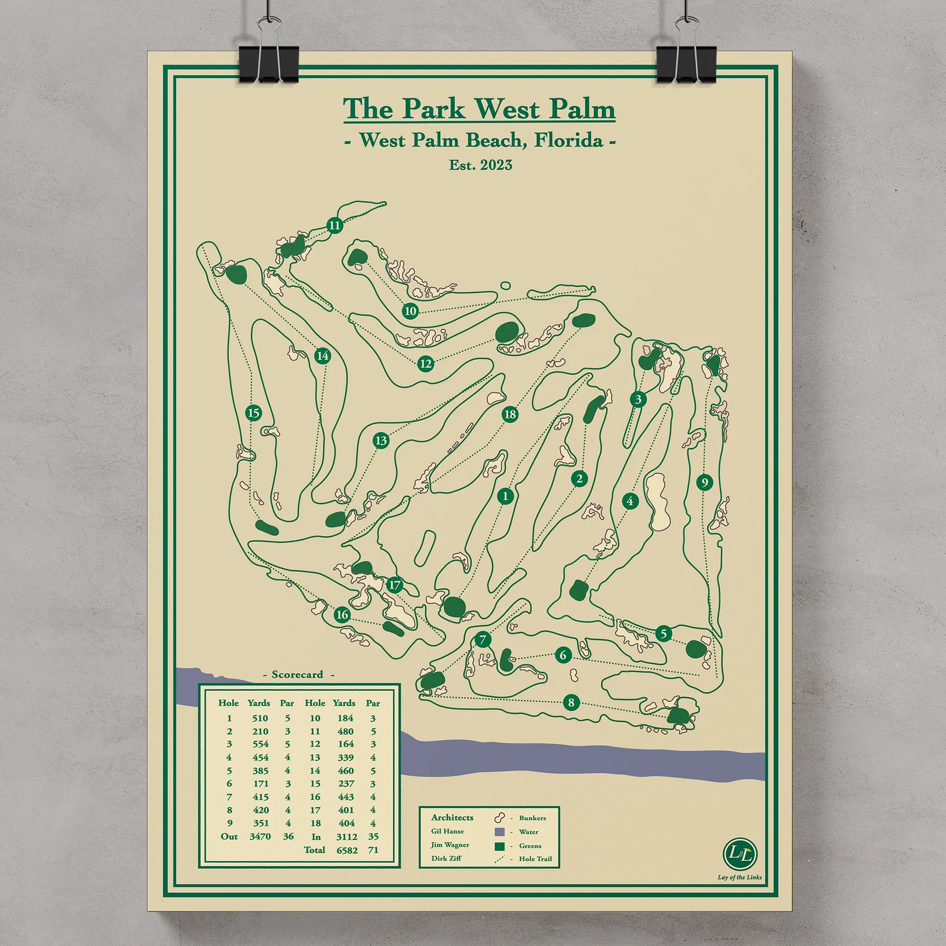 Golf course map print of The Park West Palm in Florida