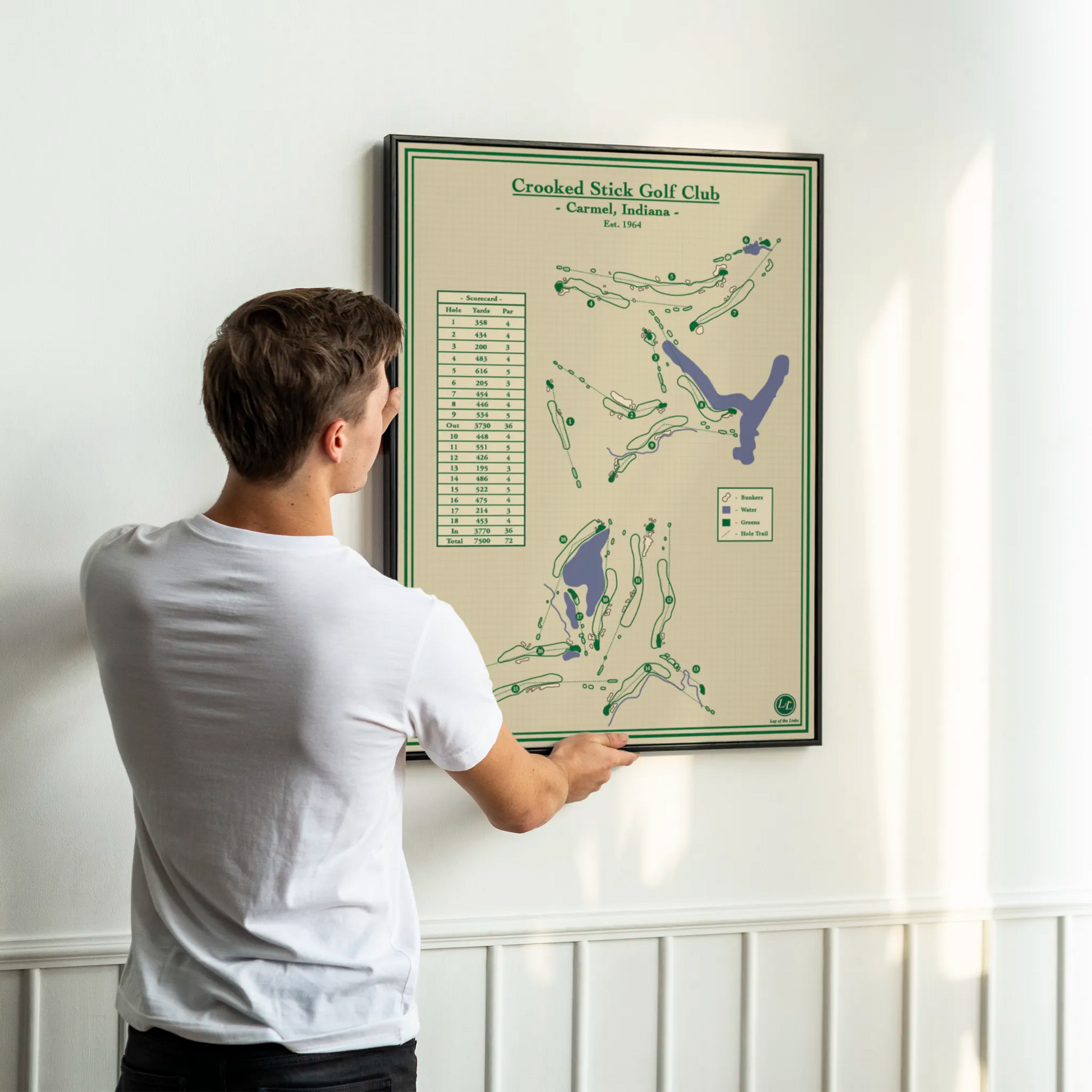 Crooked Stick Golf Club - Course Map Blueprint Art
