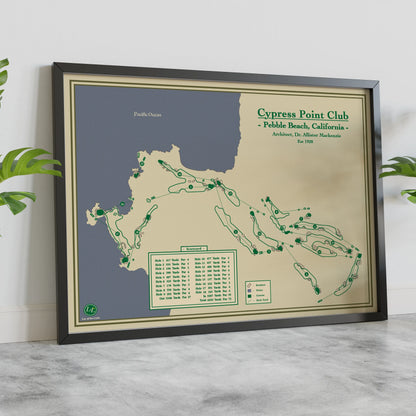 Cypress Point Golf Course Map Print Art