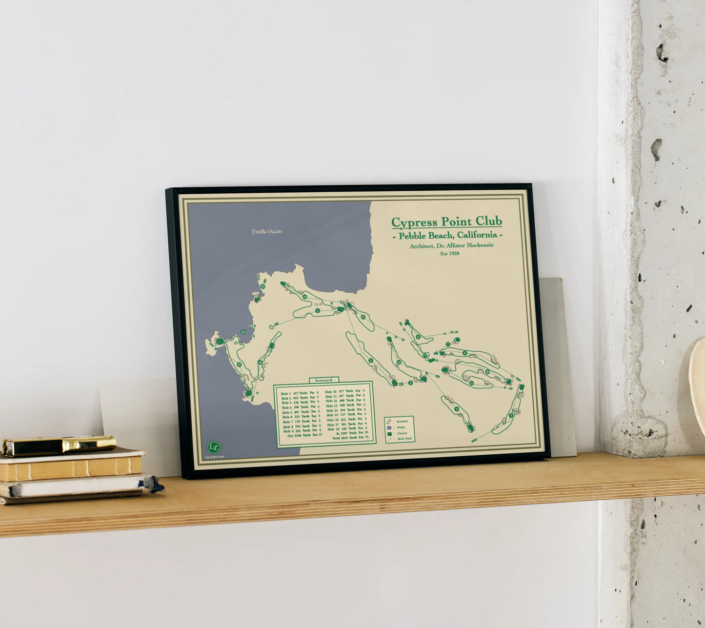 Cypress Point Golf Course Map Print designed by Lay of the Links