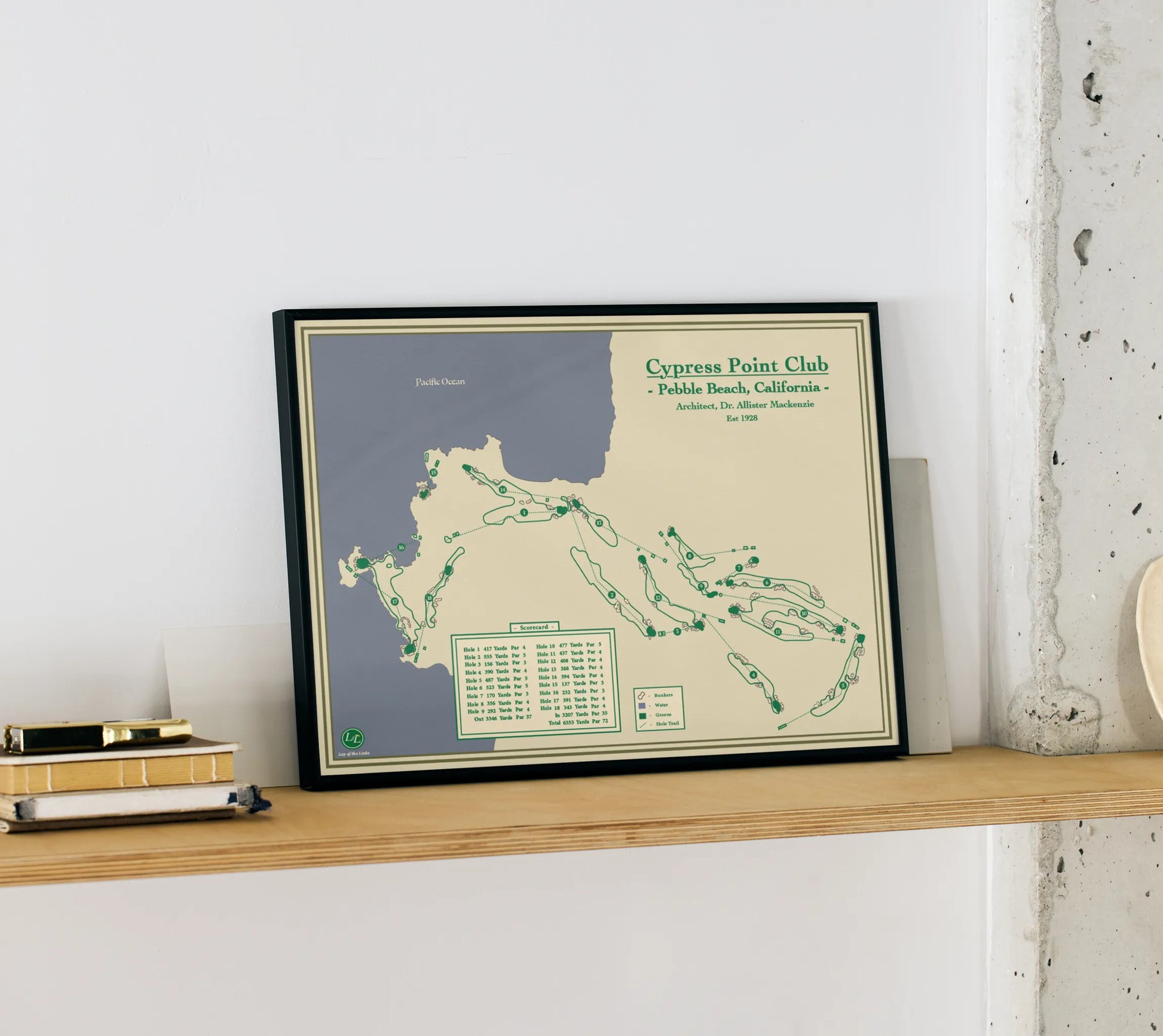 Cypress Point Golf Course Map Print designed by Lay of the Links