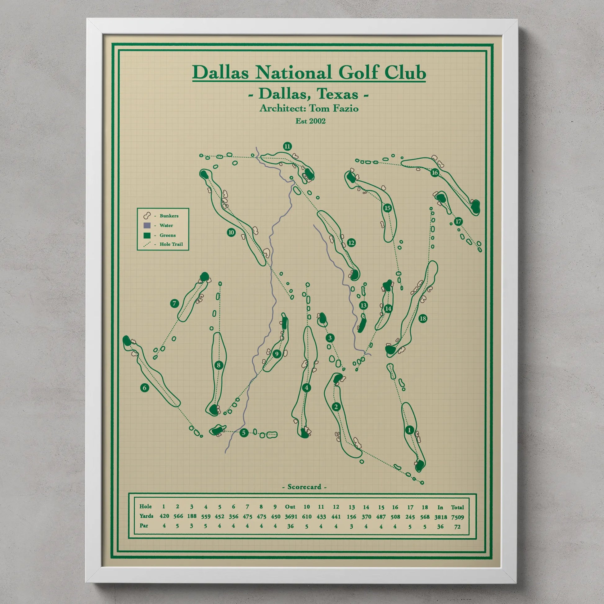 Golf Course Map Prints - Dallas National Golf Club in Texas