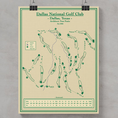 Dallas National Golf Club - Course Map Blueprint Art