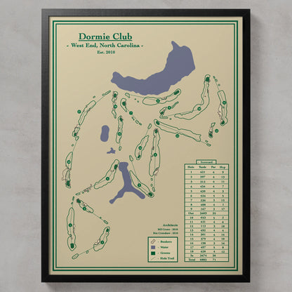 Framed course map print of the Dormie Club 
