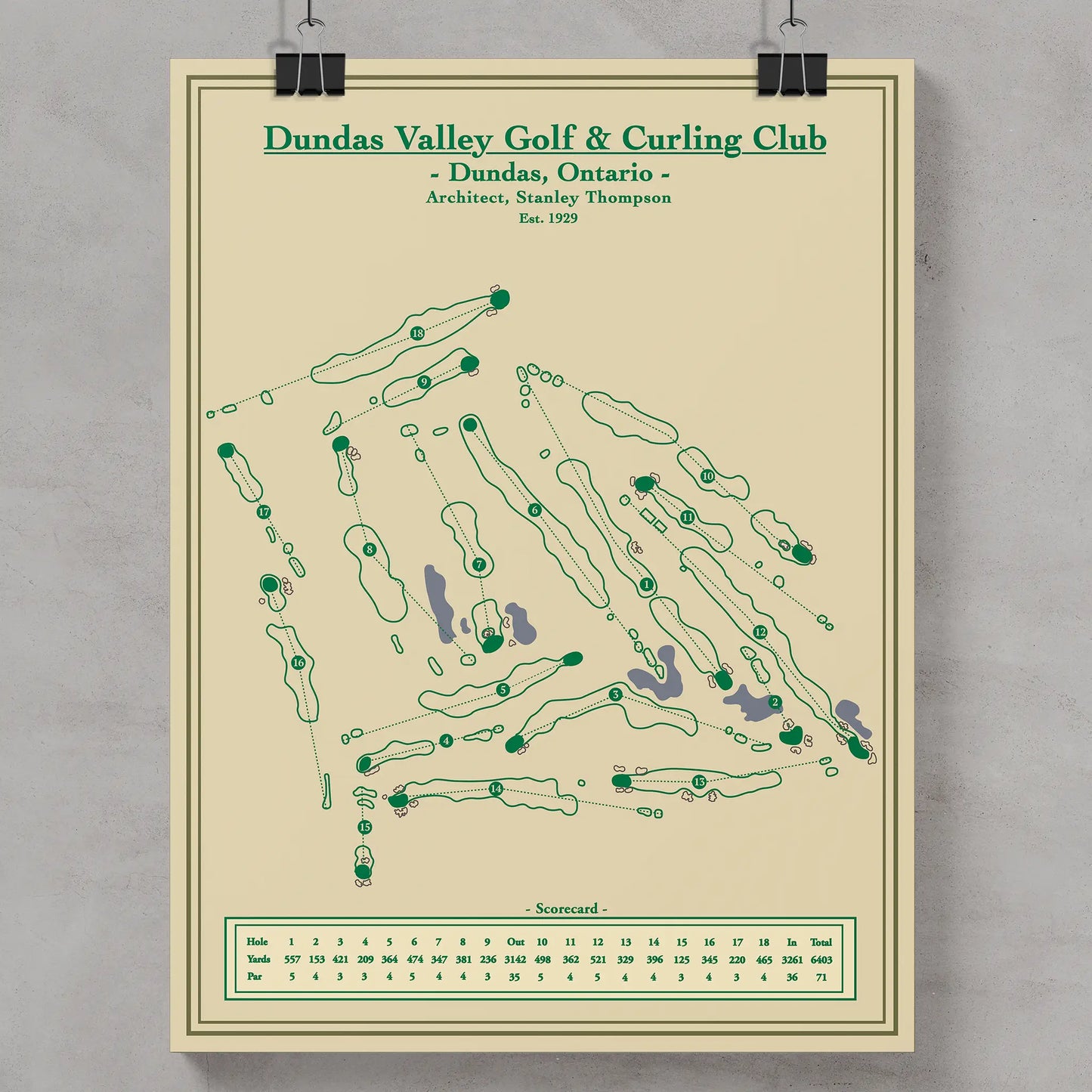 Dundas Valley Golf & Curling Club Course Map Print