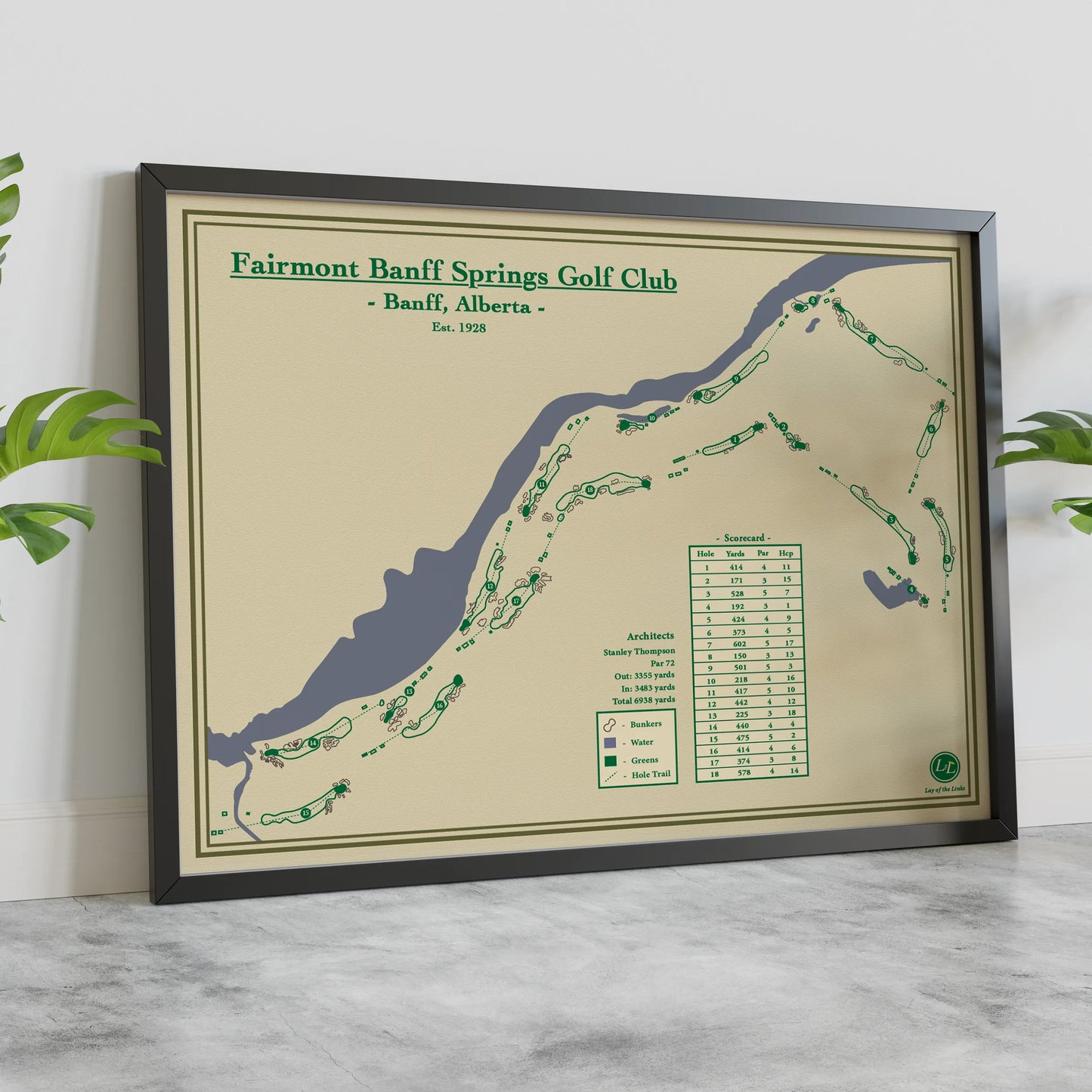 Fairmont Banff Springs Course Map - Golf Course Prints Designed by Lay of the Links