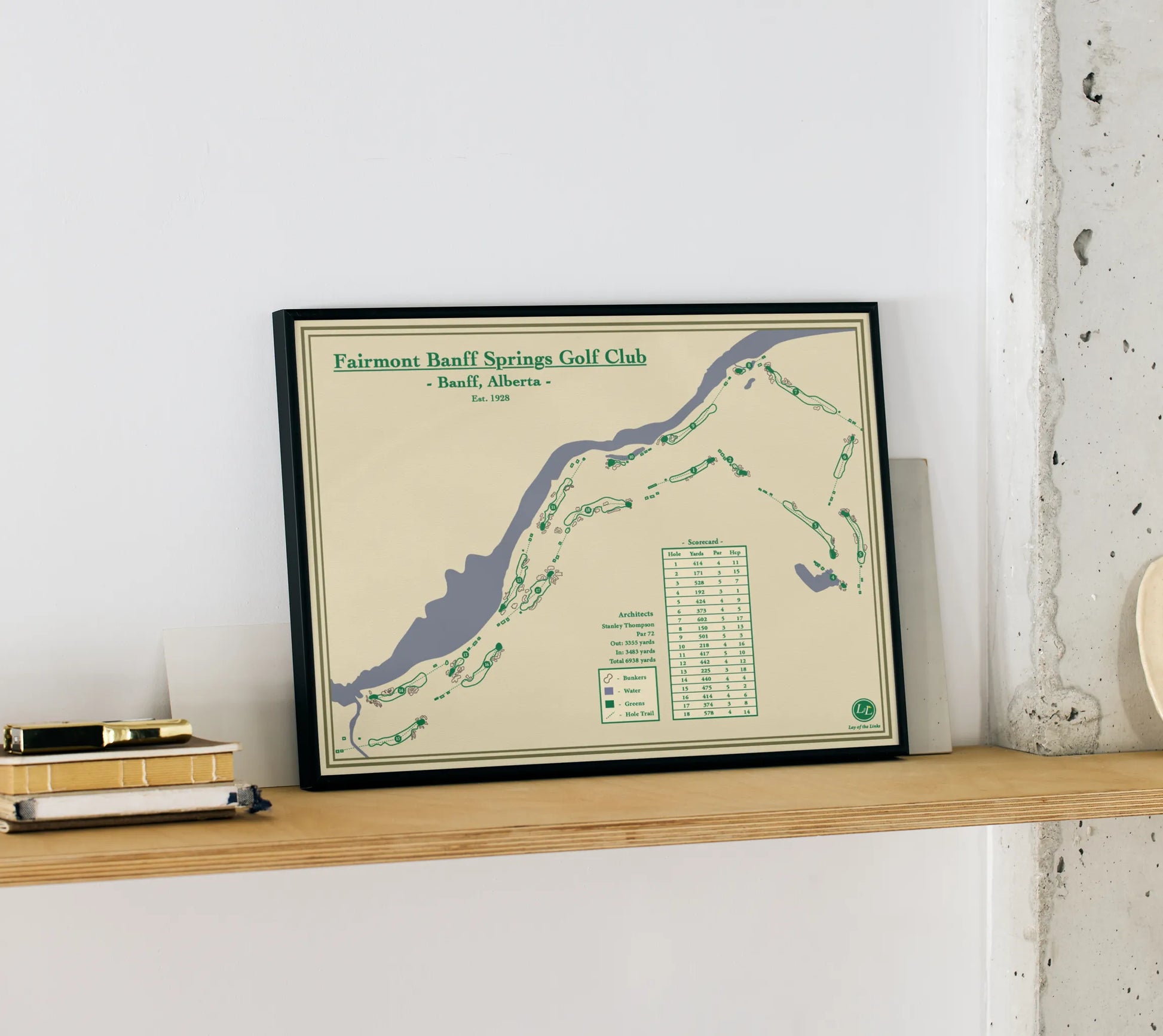Fairmont Banff Springs Course Map Art - Golf Course Prints Designed by Lay of the Links