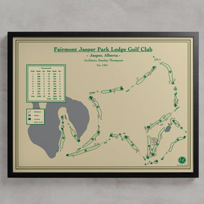 Fairmont Jasper Park Lodge Golf Course Map Designed by Lay of the Links Art
