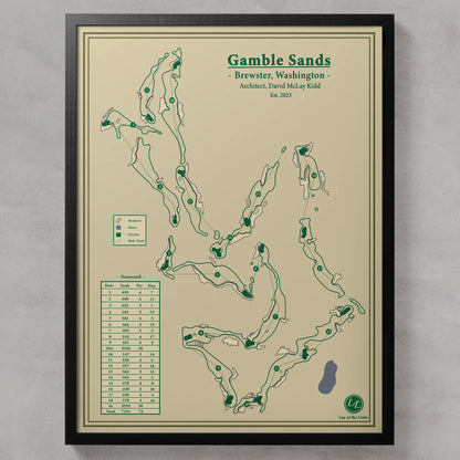 Gamble Sands golf course map print - Washington, USA