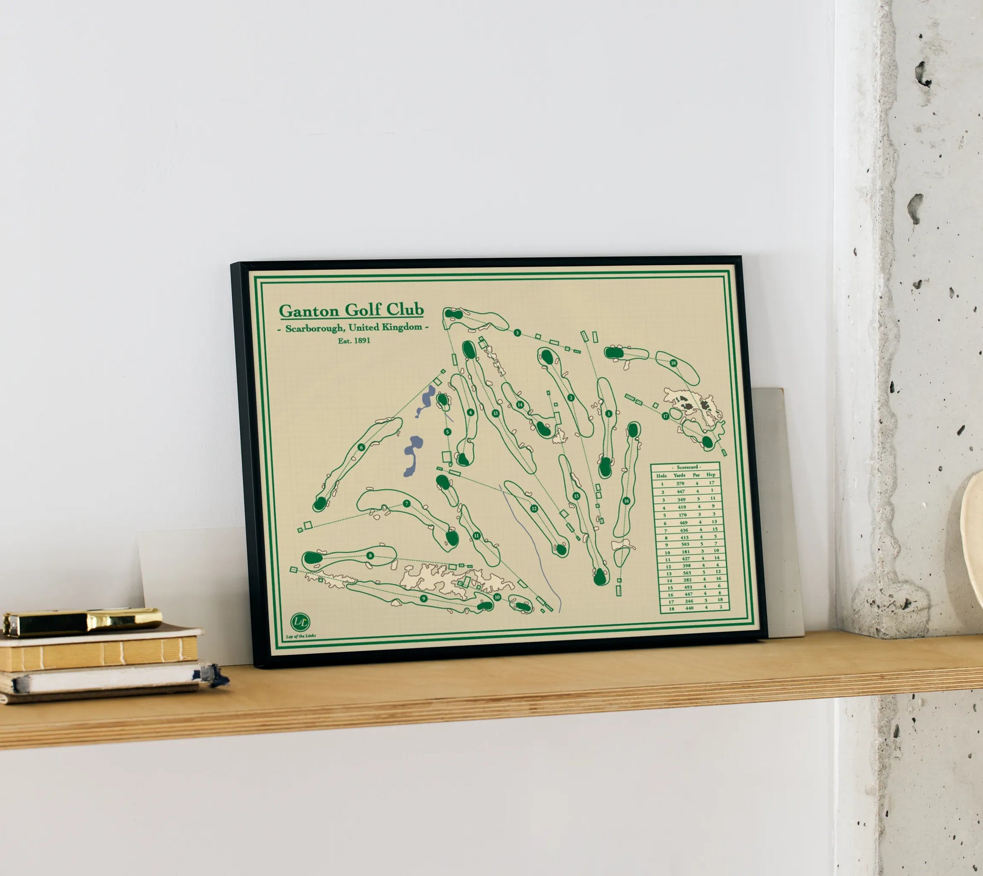 Ganton Golf Club Course Map Print located in United Kingdom