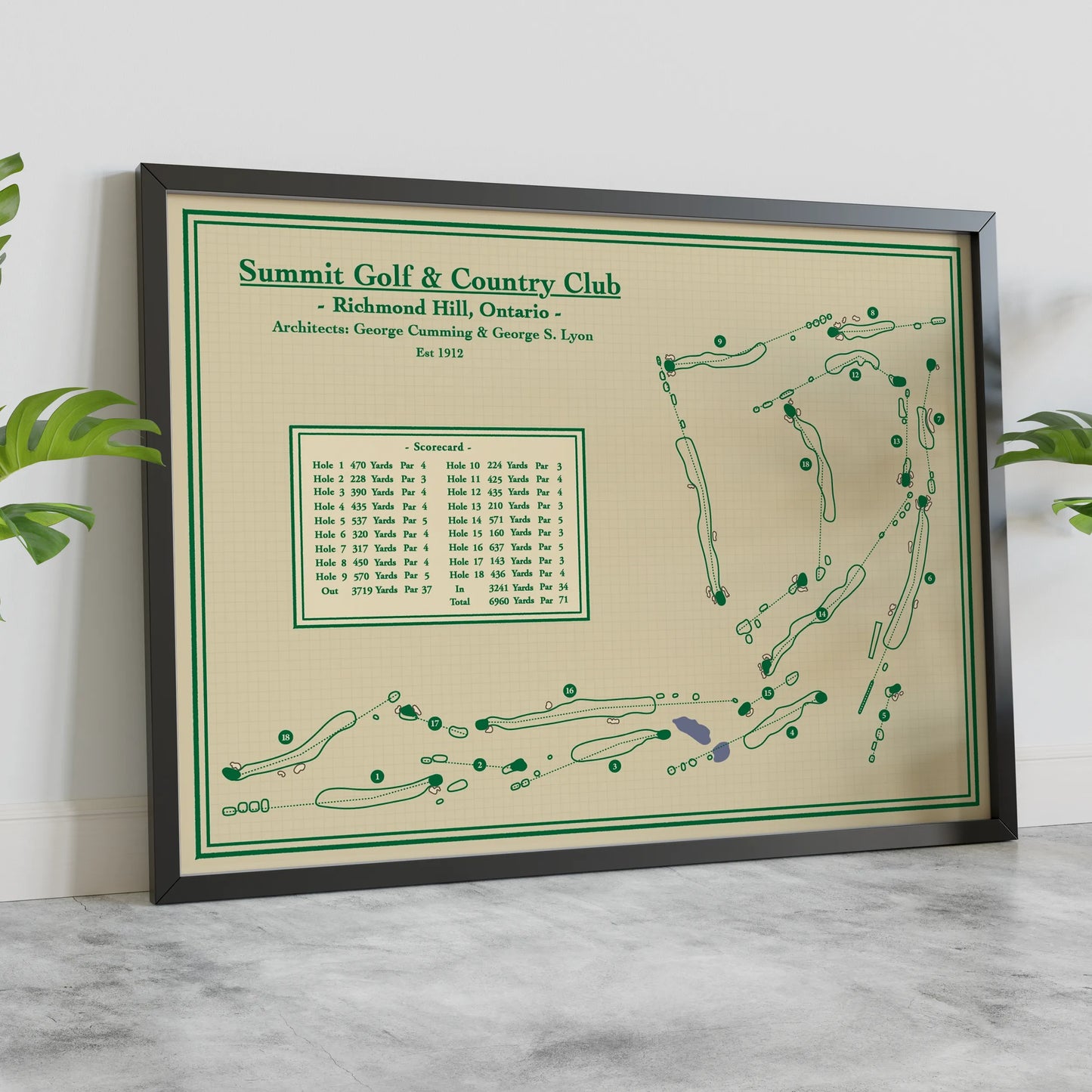 Framed map of Summit Golf & Country Club on a neutral background