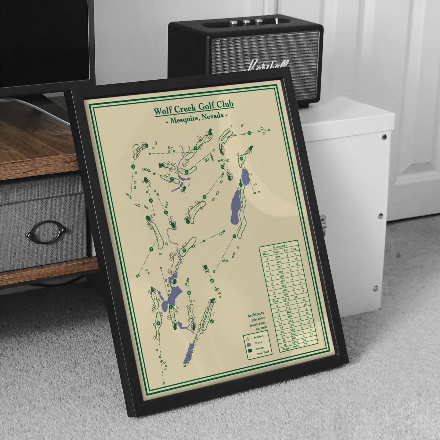 Framed Golf Map Art - Wolf Creek Golf Club