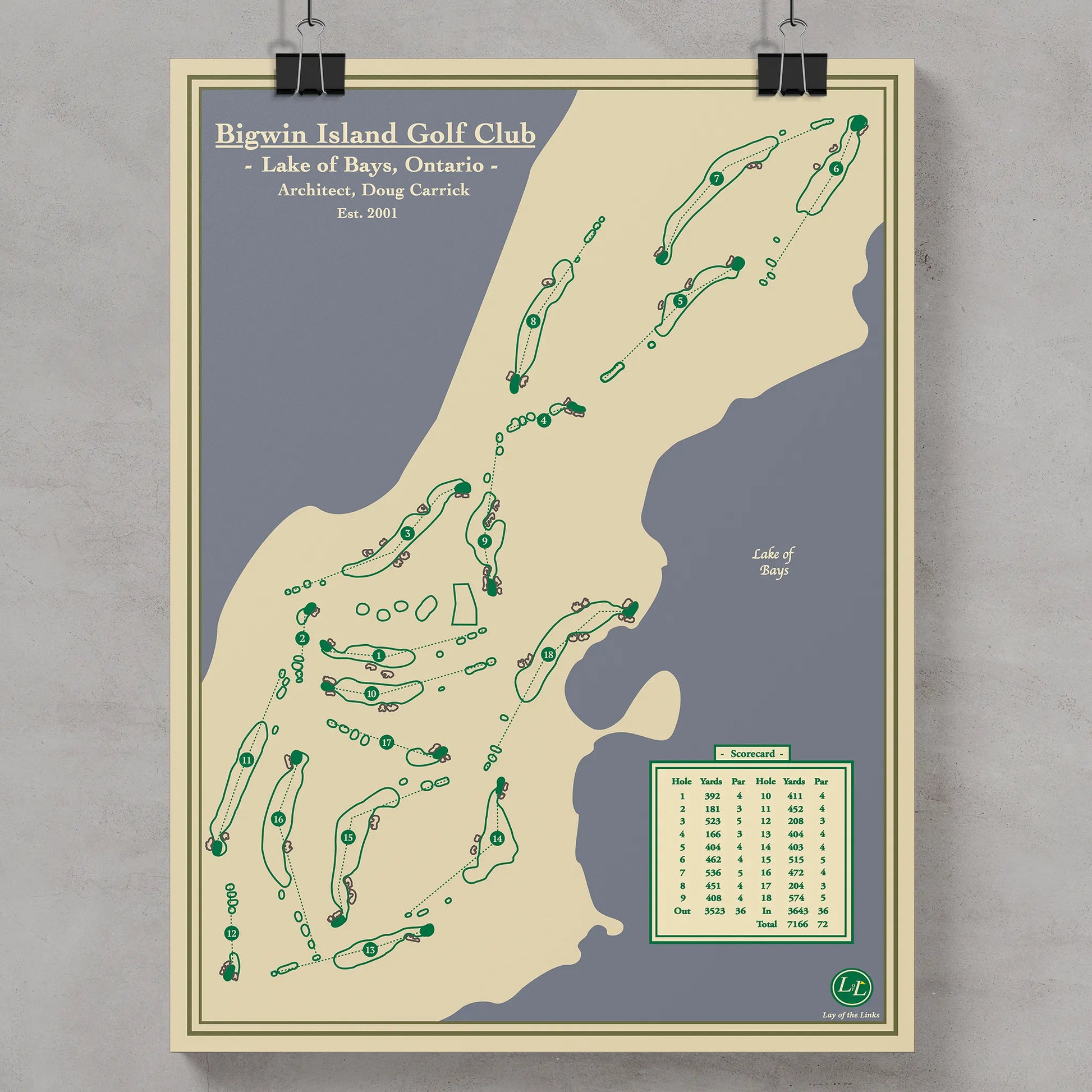 Course Map of Bigwin Island Golf Club in Lake of Bays, Ontario