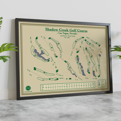 Shadow Creek Golf Course Map Blueprint, Nevada Golf Art