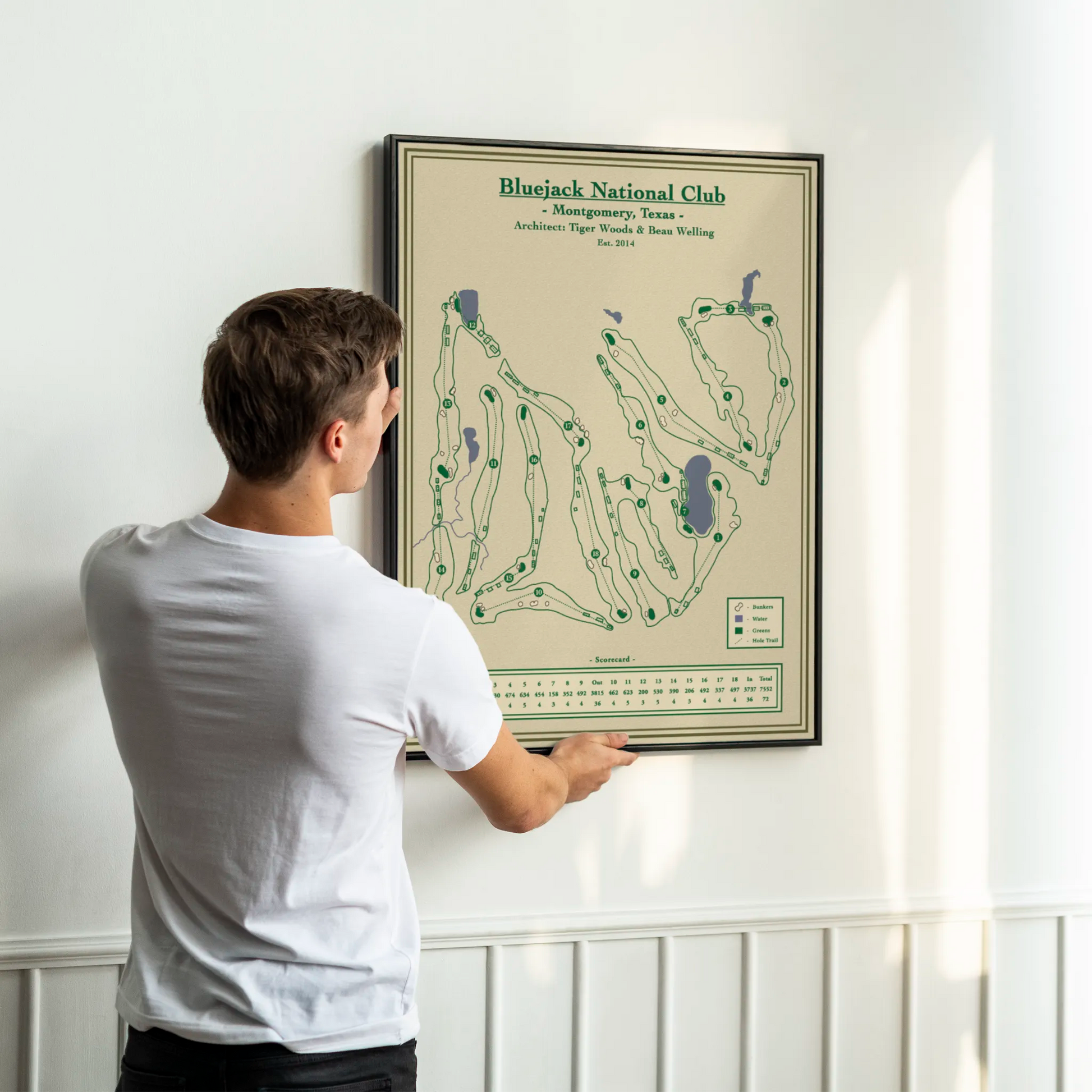 Golf Course Map Print of Bluejack National in Montgomery, Texas