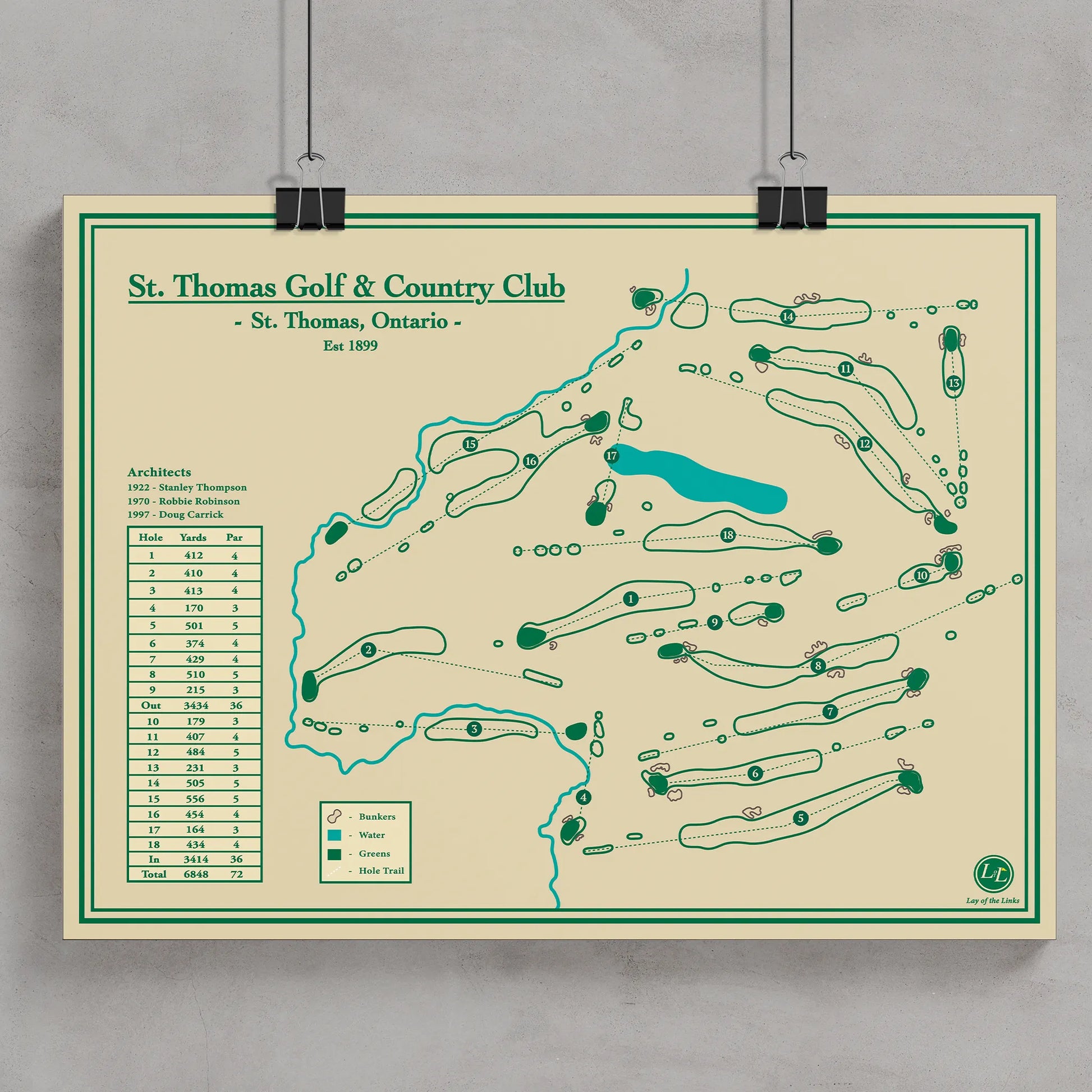 Course Map of St. Thomas Golf & Country Club on a beige background