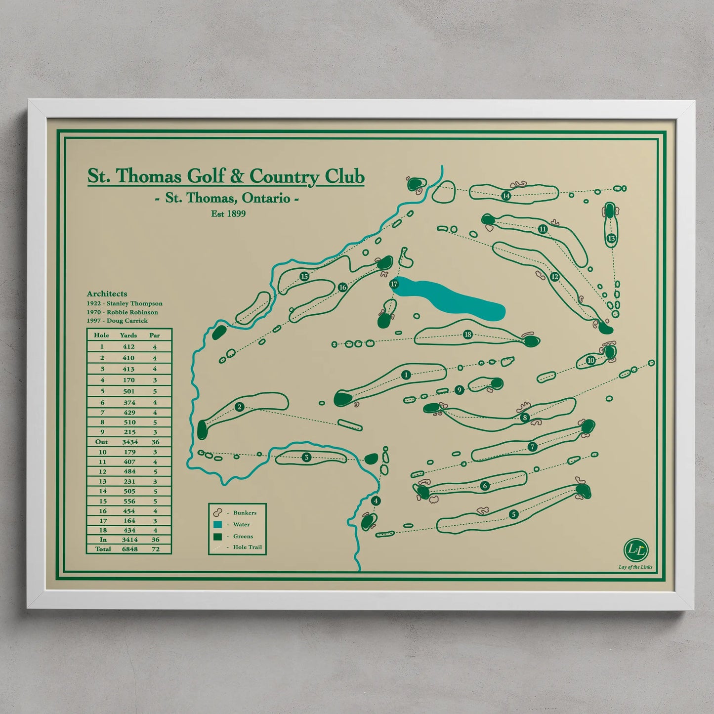 St. Thomas Golf & Country Club oCourse Map in a white frame