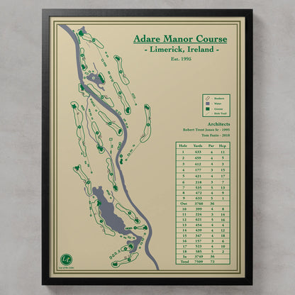 Course Map Blueprint of Adare Manor Course in Limerick, Ireland 