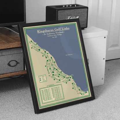 kingsbarns golf links course map print designed by lay of the links