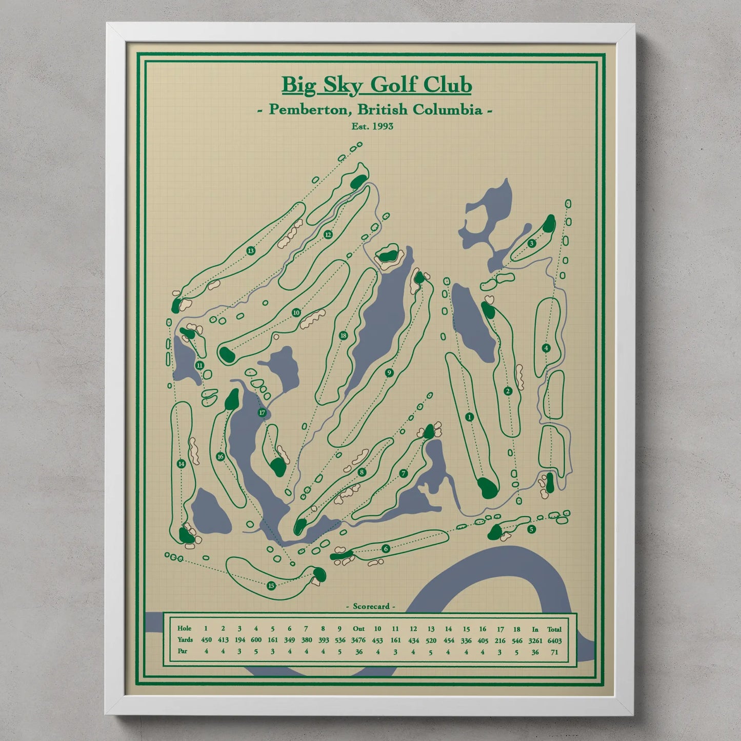 Big Sky Golf Club Map Print in British Columbia, Canada