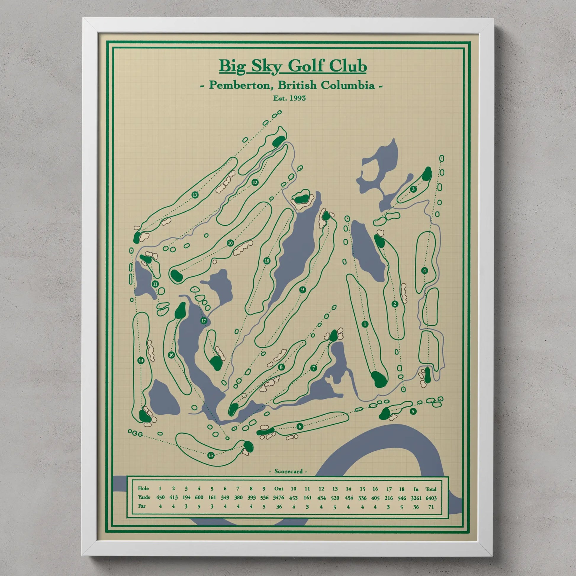 Big Sky Golf Club Map Print in British Columbia, Canada