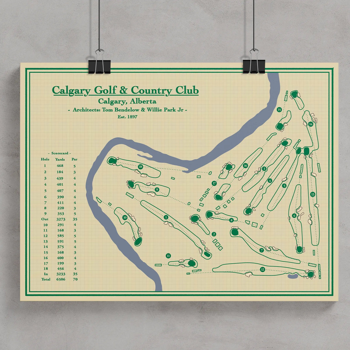 Golf Course Prints - Calgary Golf and Country Club in Alberta designed by Lay of the Links