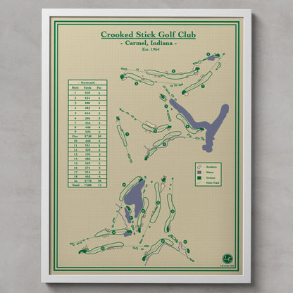 Golf course map print of Crooked Stick Golf Club, Carmel, Indiana