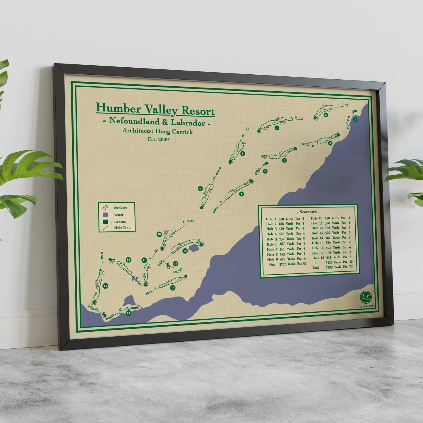 Humber Valley Resort Golf Map Print designed by Lay of the Links