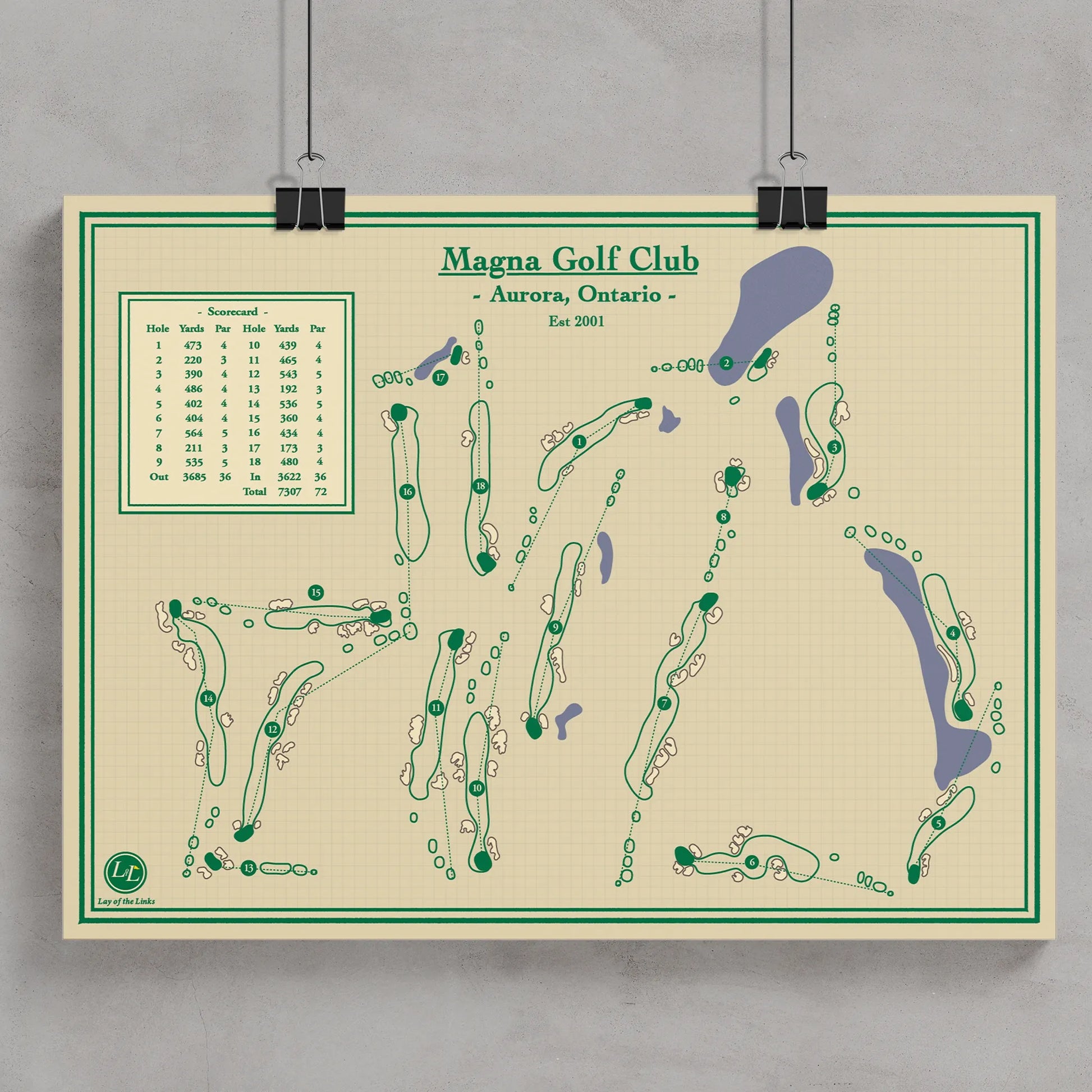 Magna Golf Club Map Blueprint Art