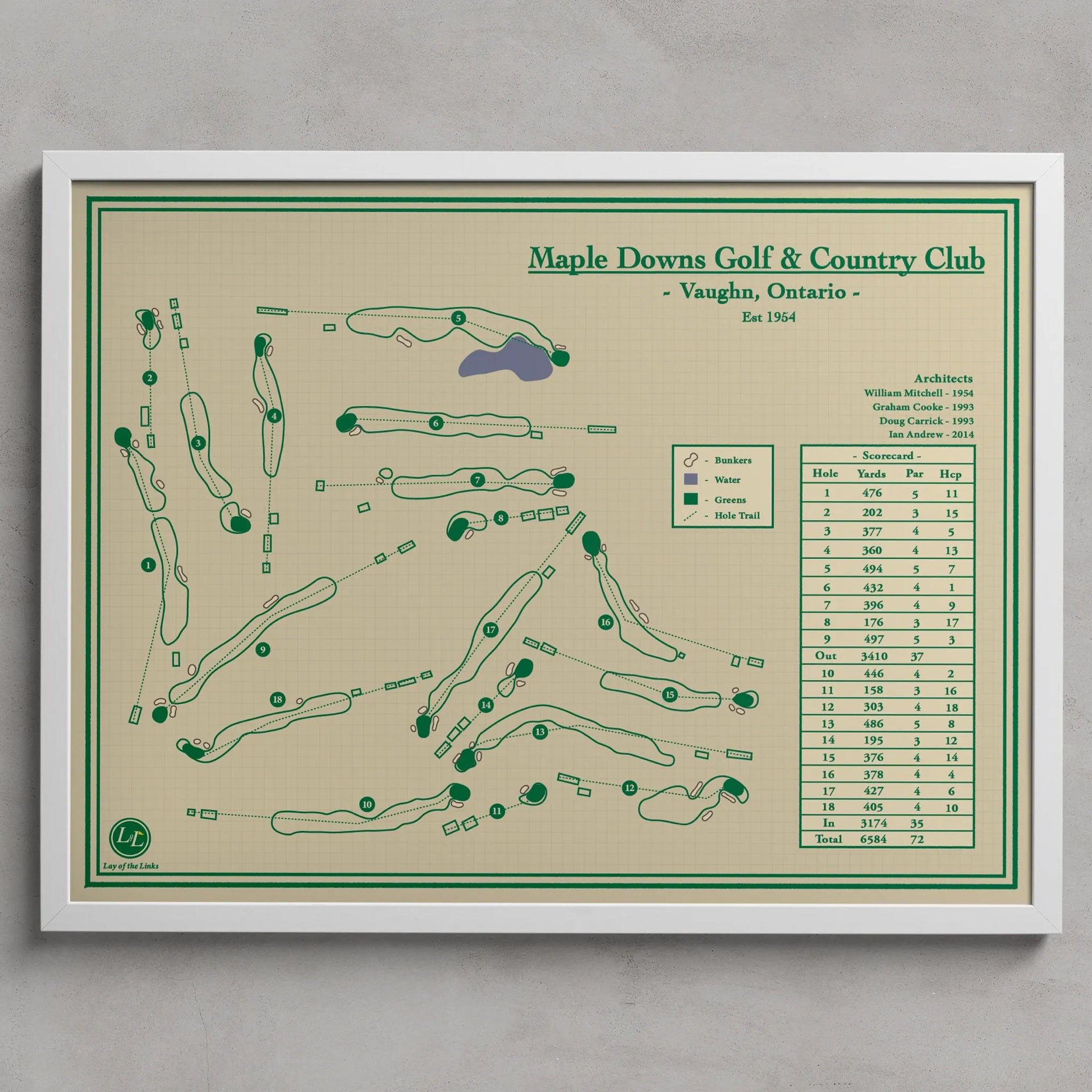 Maple Downs Golf & Country Club blueprint map art