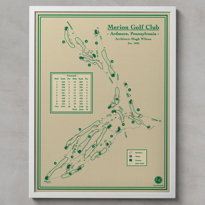 Merion Golf Club Map Blueprint Wall Art - Ardmore, Pennsylvania