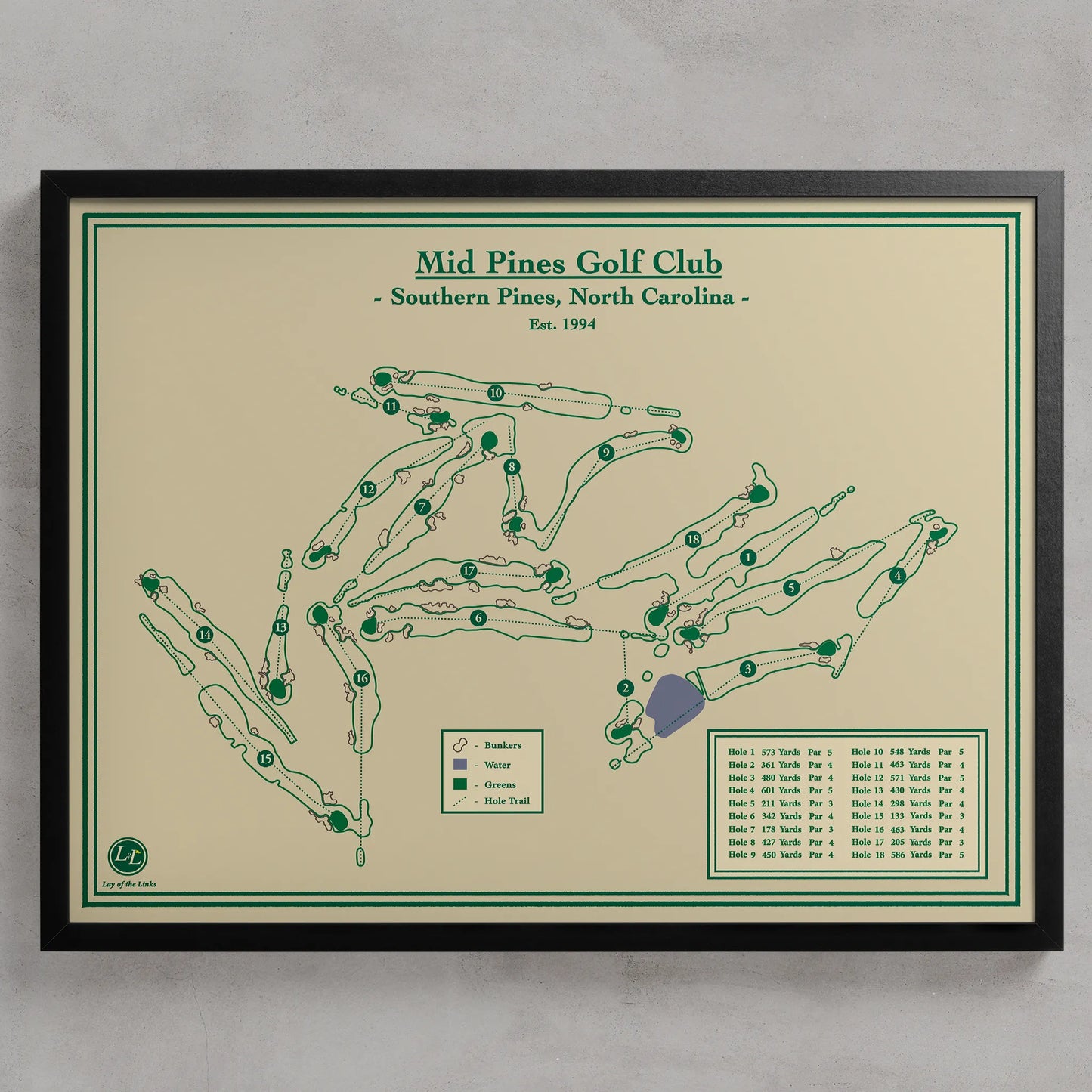 Course map of Mid Pines Golf Club located in Southern Pines, North Carolina
