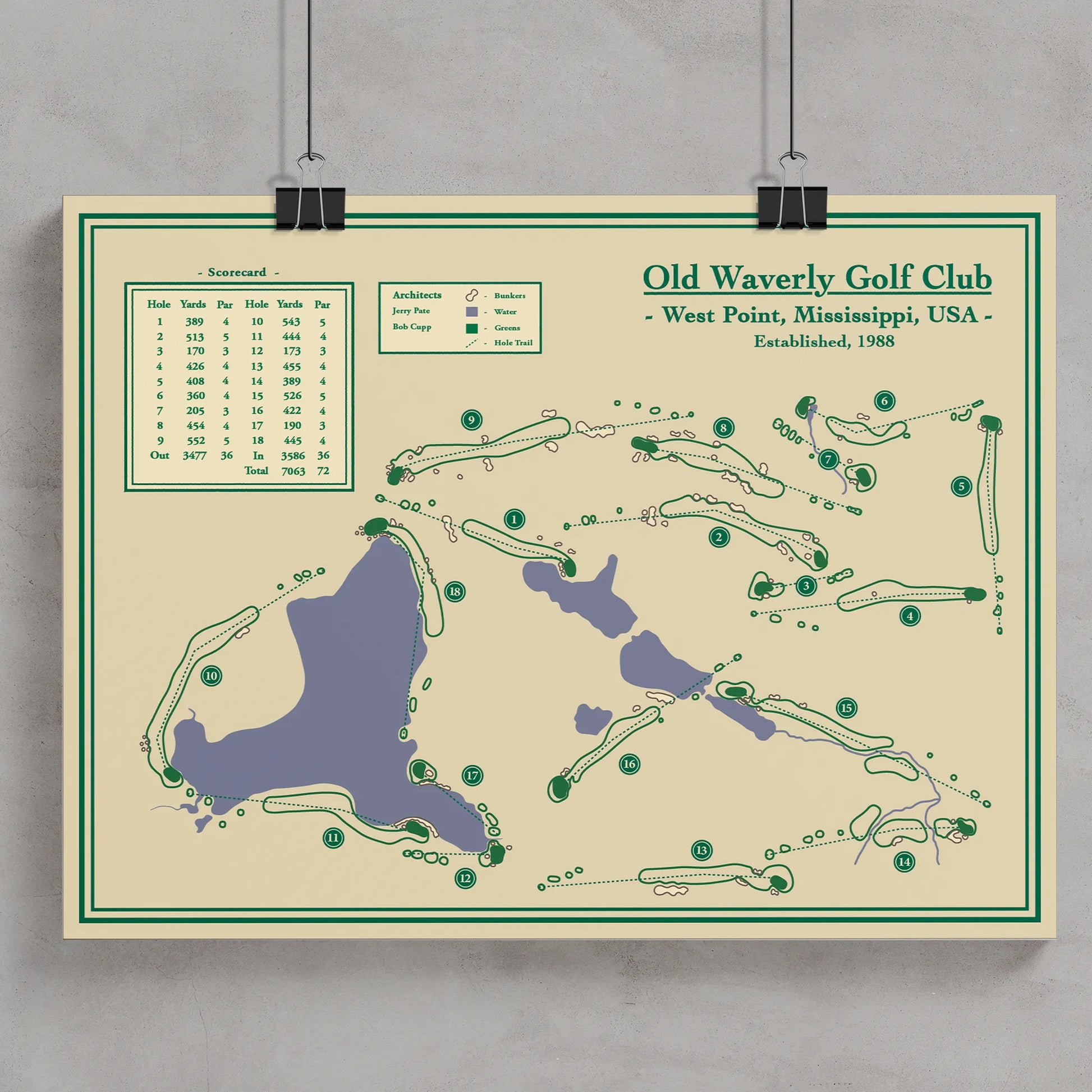 Old Waverly Golf Course Map Print