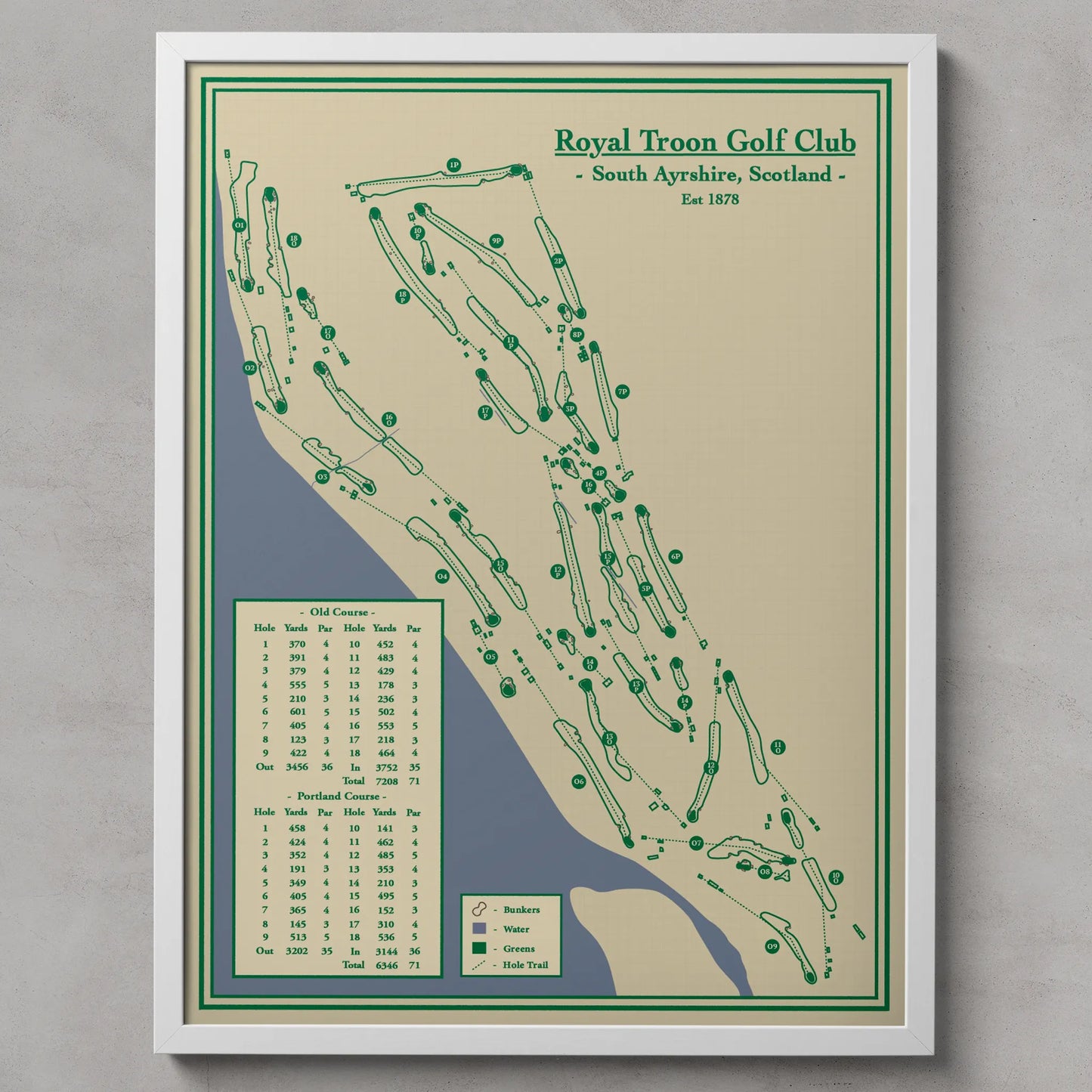 Royal Troon Golf Club - Course Map Blueprint - Scotland