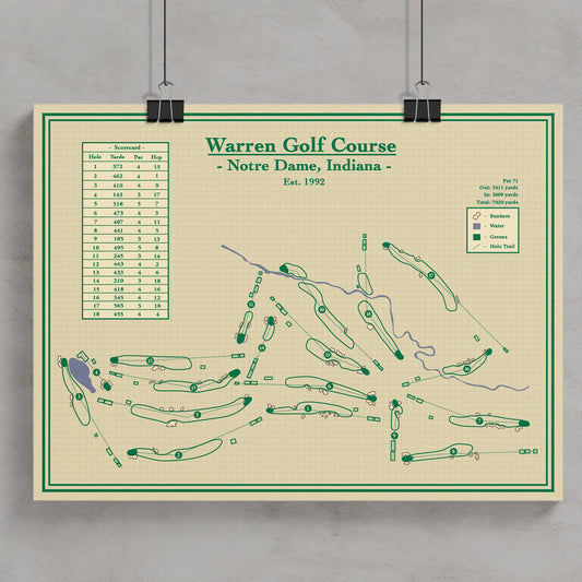 Warren Golf Course Map Print - Notre Dame