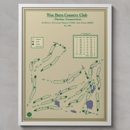 Wee Burn Country Club - Golf Blueprint Map Art