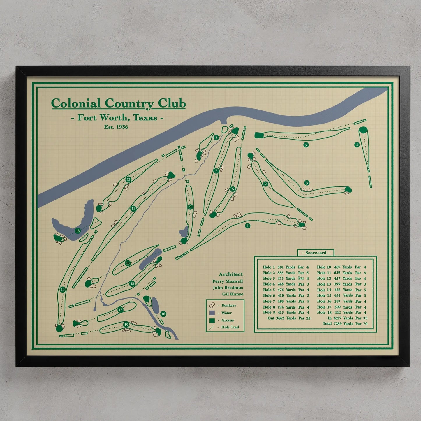 Golf Map Art - Colonial Country Club i Texas