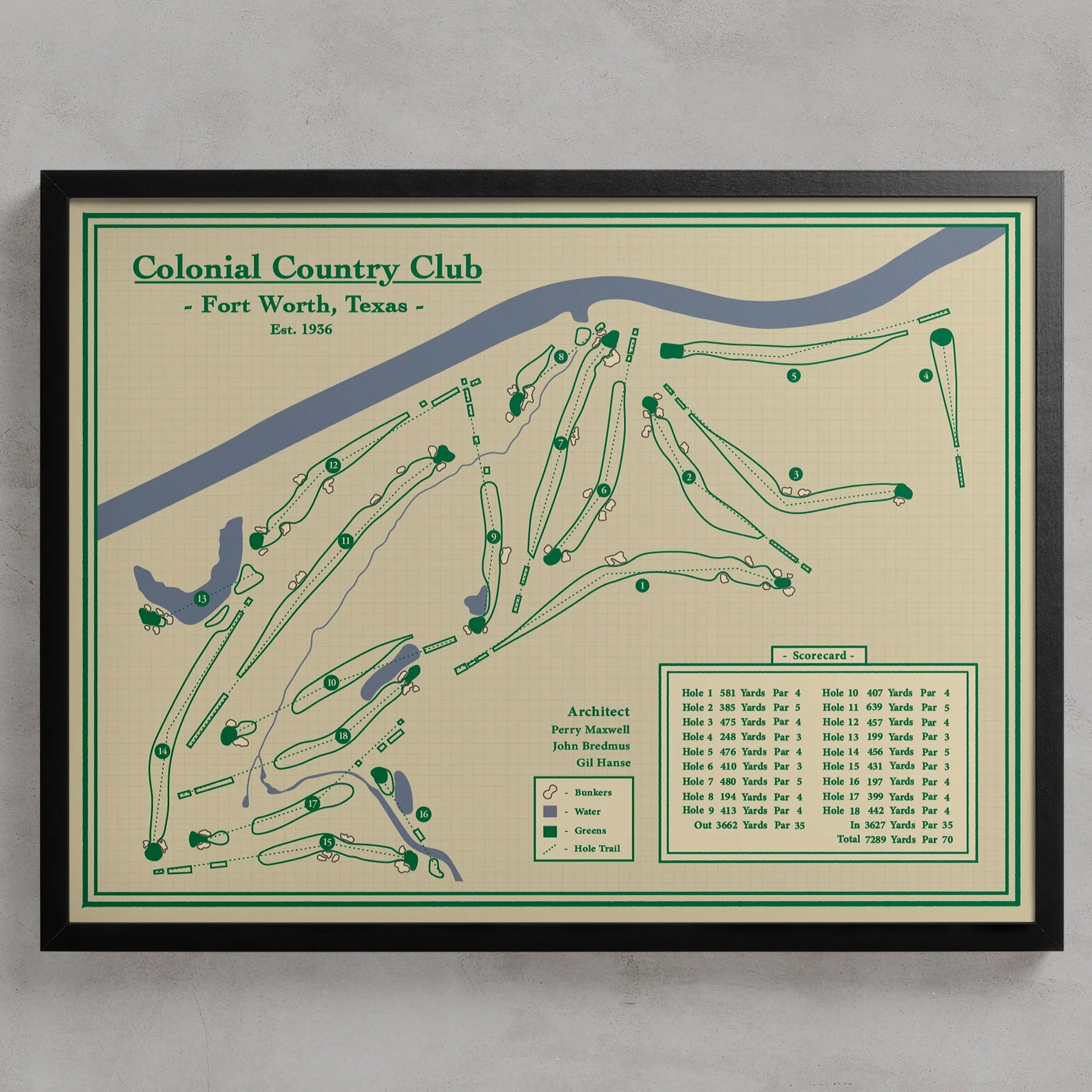 Golf Map Art - Colonial Country Club i Texas