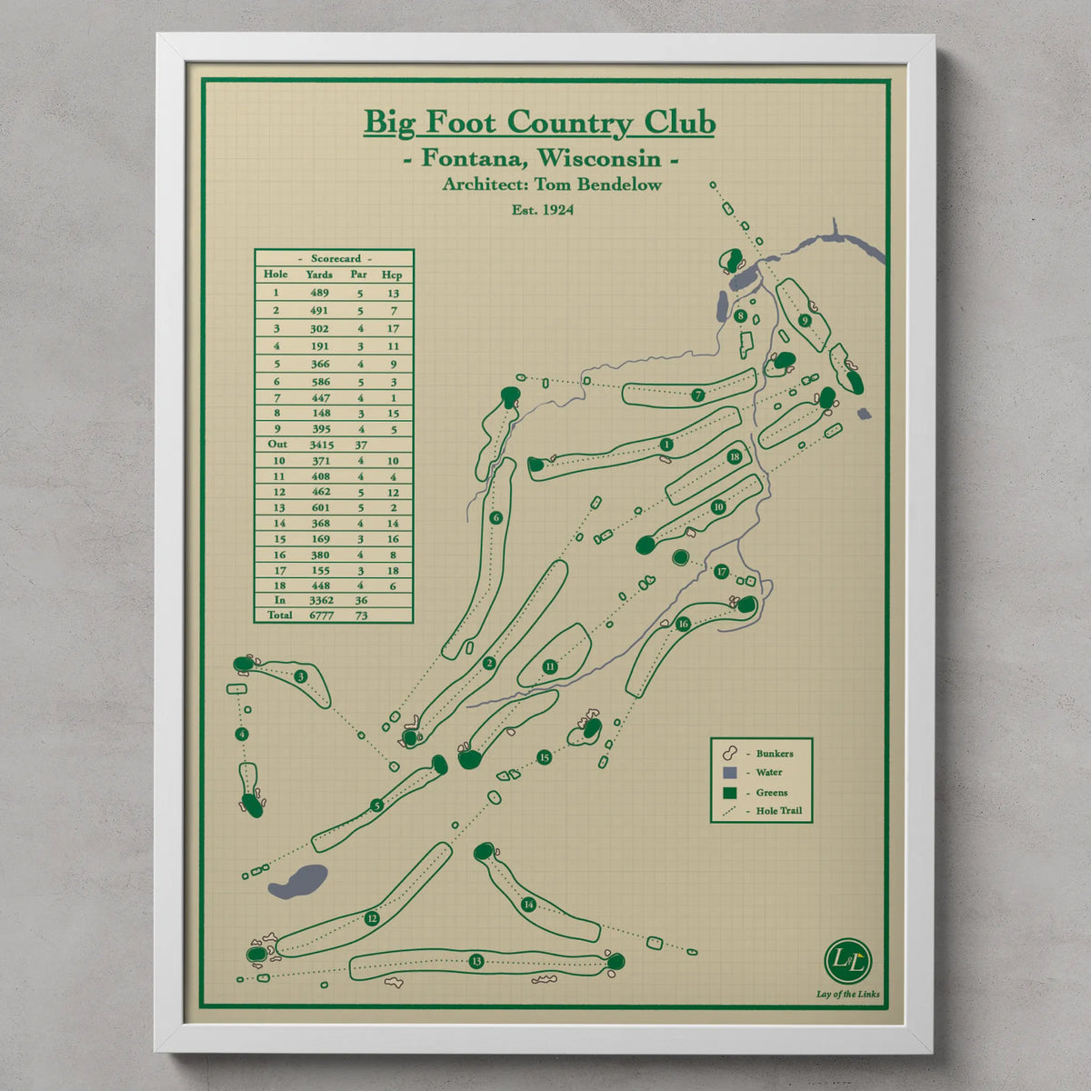 Golf Map Blueprints - Big Foot Country Club in Fontana, Wisconsin