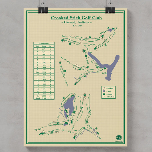 Crooked Stick Golf Course Map Print - Carmel, Indiana