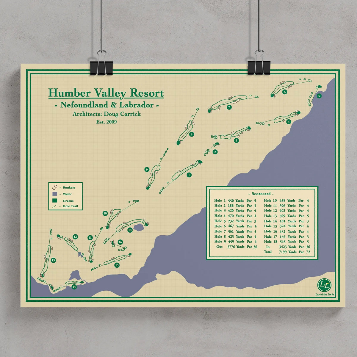 Course Map of Humber Valley Resort in Newfoundland and Labrador on a beige background
